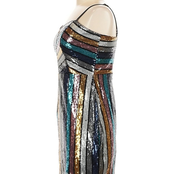 Charlotte Russe Silver Blue Sequin Bodycon Midi Dress - Picture 4 of 7